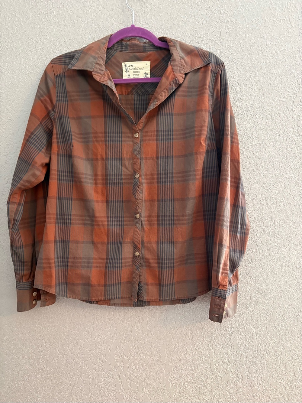 Northcrest Cotton Plaid Button-Down Shirt